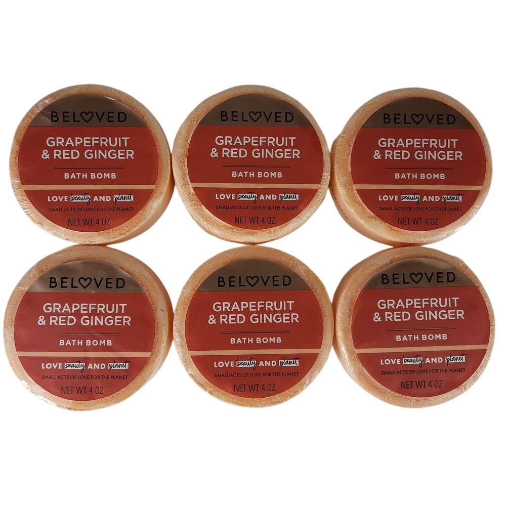6 x Beloved Grapefruit & Red Ginger Fragrance Scented Bath Bomb 4oz each